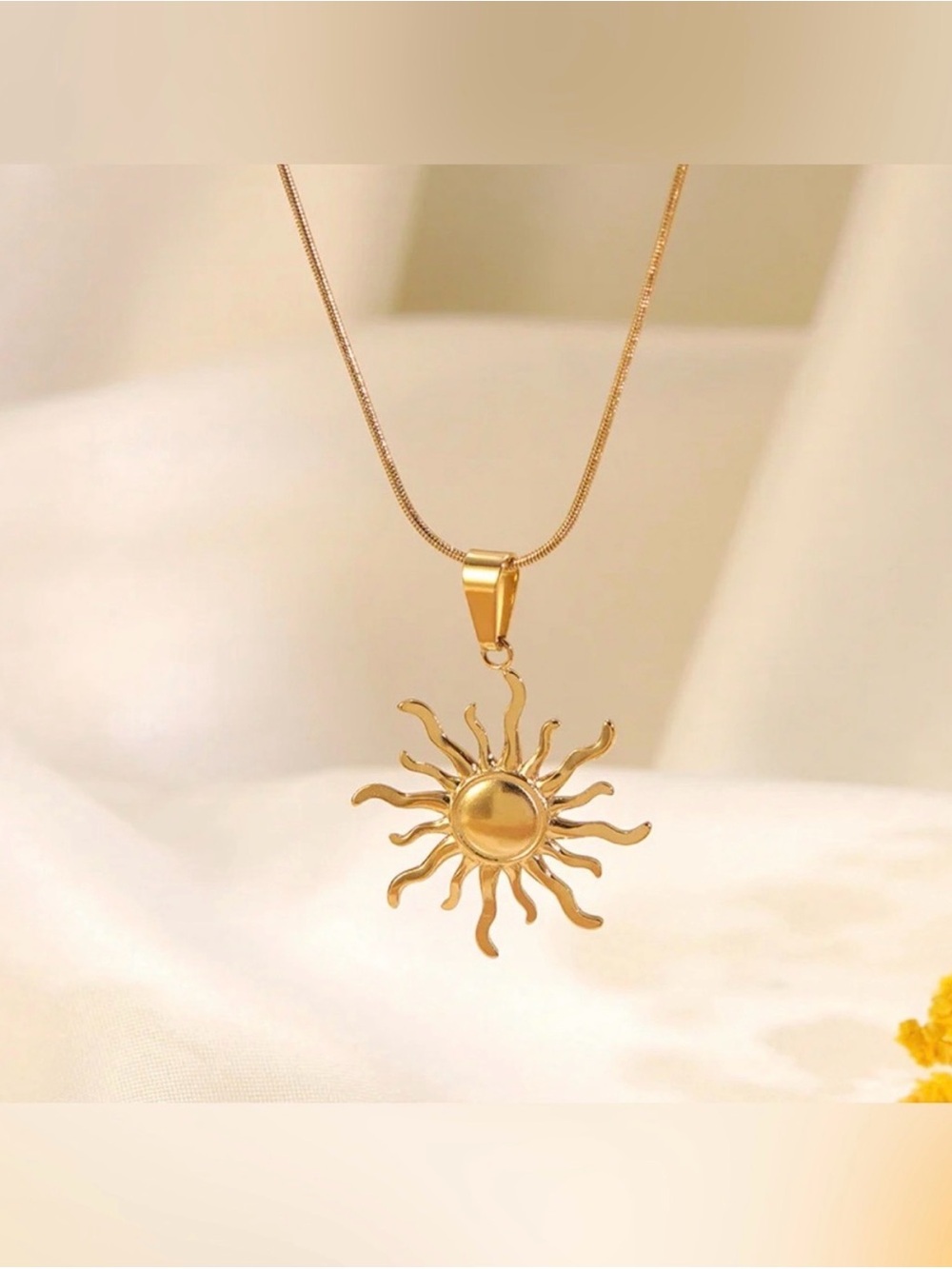 Sun Pendant Stainless Steel Necklace - Picture 2 of 5
